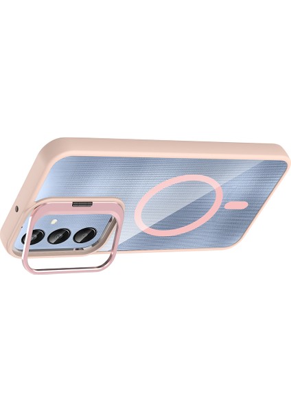 Galaxy A16 Kılıf Standlı ve Kamera Lens Hediyeli M-Safe Şarj Özellikli Mkst Etro Kapak - Derin Mor