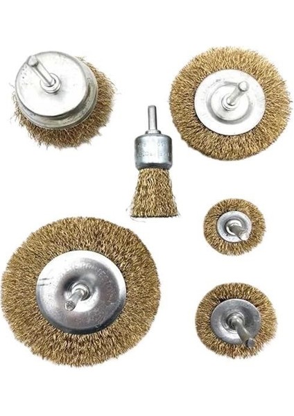 Argesco® 6'lı Pimli Tel Fırça Seti Pas Yağ Kir Boya Yapışkan Çözücü