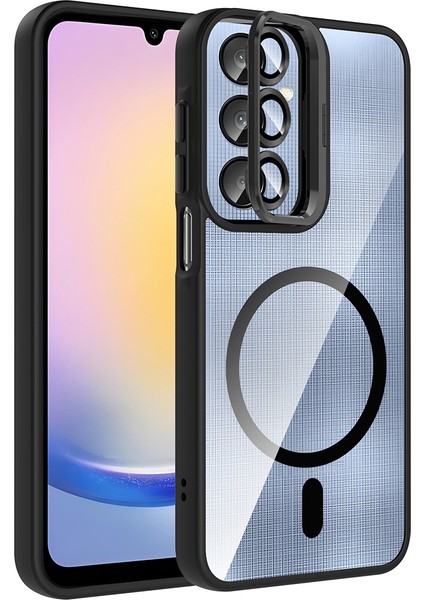 Galaxy A16 Kılıf Standlı ve Kamera Lens Hediyeli M-Safe Şarj Özellikli Mkst Etro Kapak - Siyah fiyatları