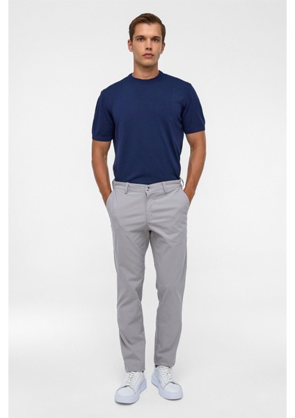 Gri Regular Armürlü Pantolon