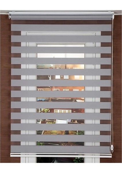 Orta Gri Ucz Serisi (UCZ60) Metal Kasa Düz Zebra Stor Perde fiyatları