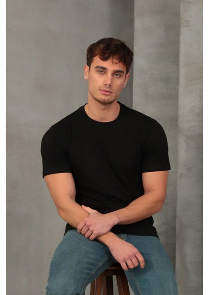 Erkek Slim Fit Bisiklet Yaka %100 Pamuk Dar Kesim Basic Tişört fiyatları