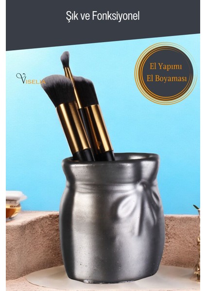 Makyaj Duzenleyici Makyaj Organizeri Makyaj Fırçalığı Makyaj Fırçası Altın Eskitme Renk Model 8