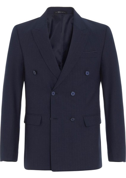 Lacivert Slim Çizgili Sivri Yaka 6 Drop Takım Elbise fiyatları