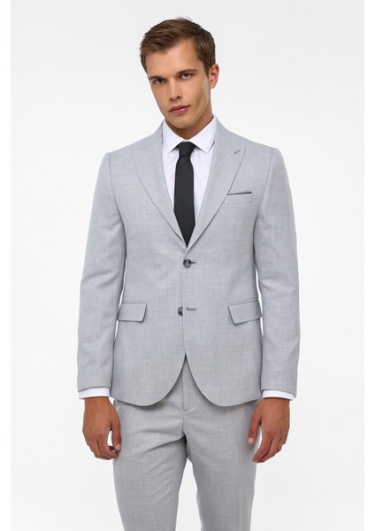 Gri Slim Fit Desenli Sivri Yaka 6 Drop Klasik Takım Elbise fiyatları