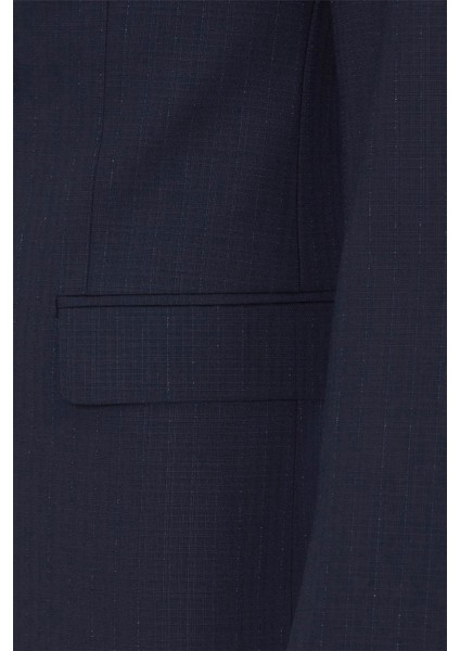 Lacivert Slim Çizgili Sivri Yaka 6 Drop Takım Elbise indirimleri