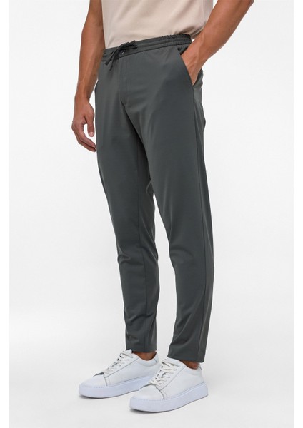 Koyu Haki Slim Armürlü Jogger Pantolon modelleri