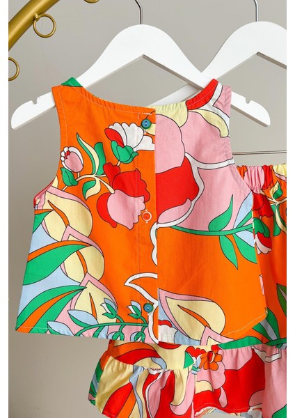 Kız Çocuk Desenli Poplin Takım modelleri