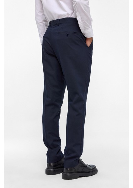 Lacivert Slim Fit Armürlü Kumaş Pantolon indirimleri
