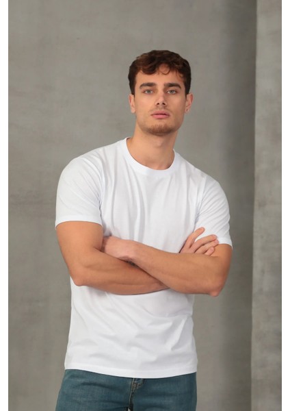 Erkek Slim Fit Bisiklet Yaka %100 Pamuk Dar Kesim Basic Tişört indirimleri