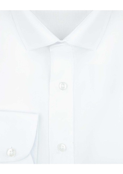 Beyaz Slim Fit Düz Klasik Yaka Gömlek