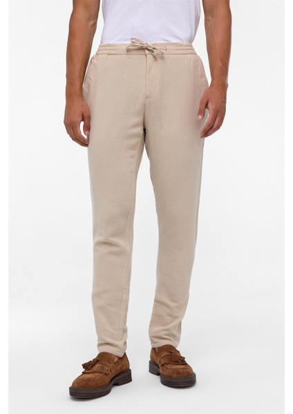 Bej Slim Düz Jogger Pantolon fiyatları