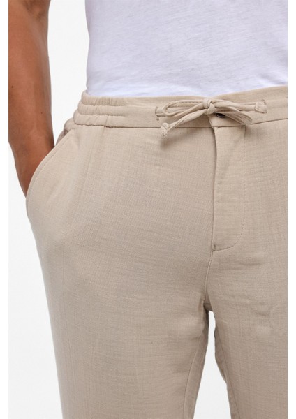 Bej Slim Düz Jogger Pantolon fırsatları