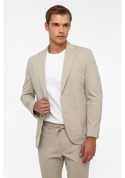 Bej Slim Düz Mono Yaka 6 Drop Spor Takım Elbise fiyatları