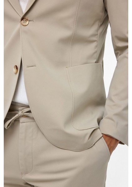 Bej Slim Düz Mono Yaka 6 Drop Spor Takım Elbise indirimleri