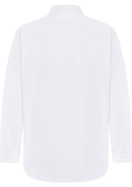 Beyaz Regular Armürlü Klasik Yaka Gömlek fırsatları