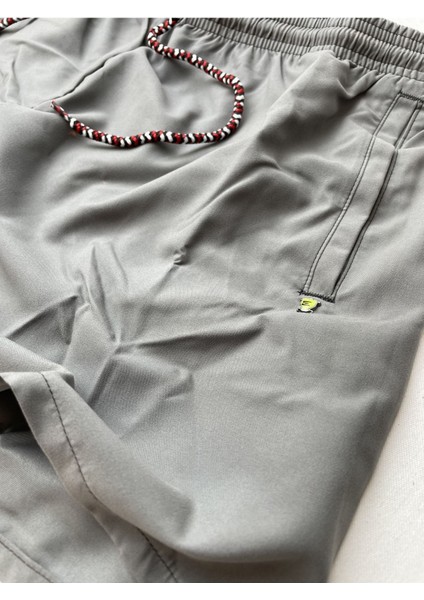 Slim Fit Su Itici Kumaş Fileli Deniz Şortu---Gri--- fiyatları