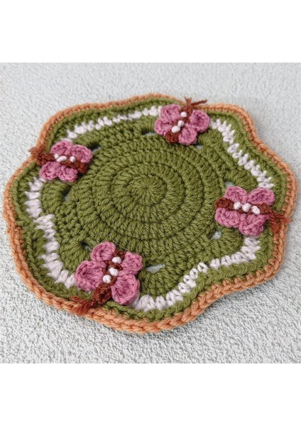 Kelebek Amerikan Servisi El Yapımı Tığ Işi Isı Yalıtımlı Bardak Altlığı (Yurt Dışından)