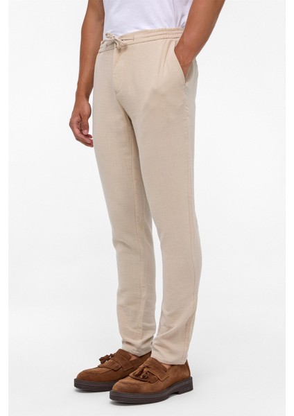 Bej Slim Düz Jogger Pantolon modelleri