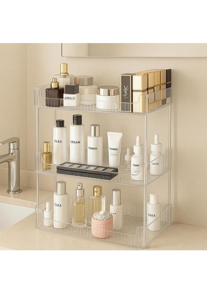 3 Katlı Çok Amaçlı Makyaj ve Takı Düzenleyici, Gri