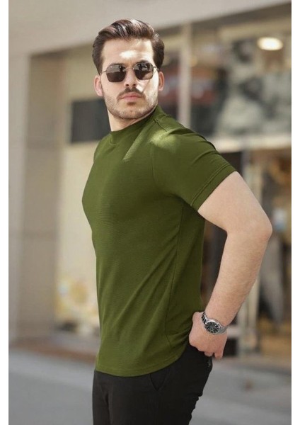Erkek Ince Çizgi Dokulu Kısa Kollu Tişört
