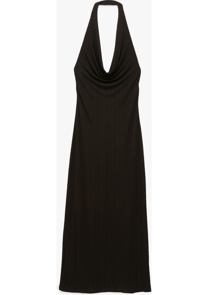 Slim Fit Sırt Dekolteli Derin Degaje Yaka Midi Bodycon Elbise fırsatları
