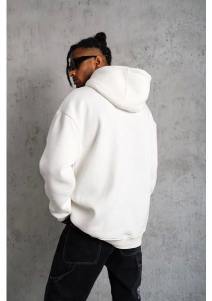 3 Iplik Kapşonlu Sweatshirt Hoodie - Beyaz fiyatları
