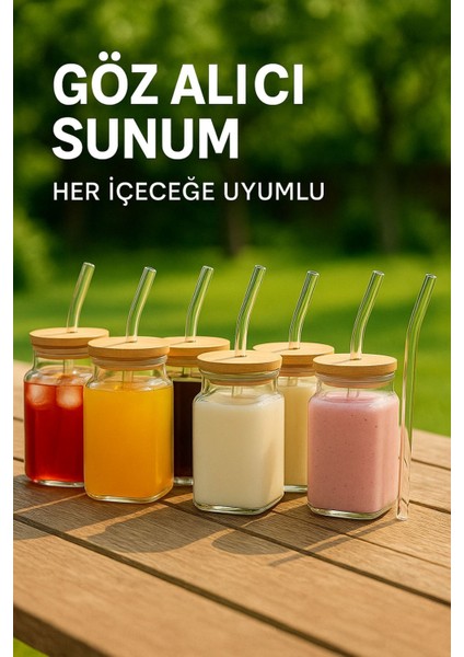 6 Adet Glassmate – Isıya Dayanıklı Bambu Kapaklı Bardak 650 ml fiyatları