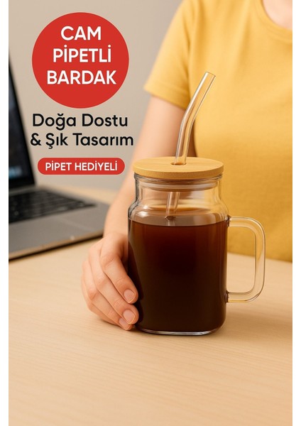 1 Adet Glassmate – Isıya Dayanıklı Bambu Kapaklı Bardak 650 ml