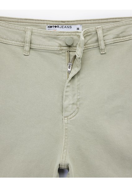 Yüksek Bel Düğmeli Cepli Rahat Kalıp Geniş Paça Denim Pantolon - Culotte Jeans fırsatları