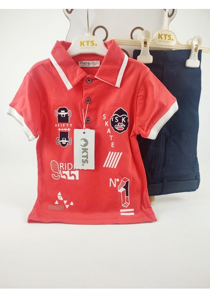 Polo Yaka Tişört, Şort ve Kemer 3'lü Erkek Çocuk Takım fiyatları