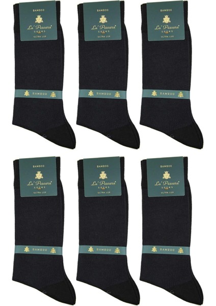 Siyah Çizgi Desen 6'lı Ultra Lüks Bambu Erkek Çorap CRP302