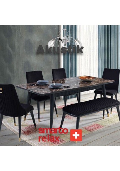 Akustik 2’li Sandalye Seti — Ahşap Ayaklı, Siyah Kumaş modelleri