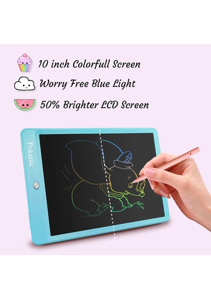 Renkli LCD Pad Çizim Tableti Öğrenme ve Eğitim Yazı Tahtası Silinebilir Yeniden Kullanılabilir Oyuncak Sihirli Doodle Çocuklar Çocuklar Için Öğrenci Öğretmen Okul Ev Ofis (Mavi, 10 (Yurt Dışından)