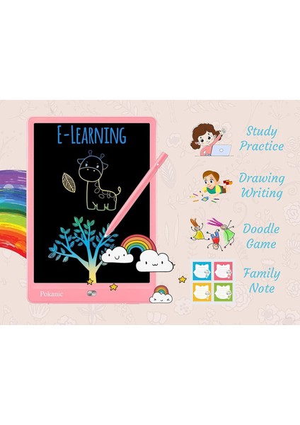 Renkli LCD Pad Çizim Tableti Öğrenme ve Eğitim Yazı Tahtası Silinebilir Yeniden Kullanılabilir Oyuncak Sihirli Doodle Çocuklar Çocuklar Için Öğrenci Öğretmen Okul Ev Ofis (Pembe, 11 (Yurt Dışından) fiyatları