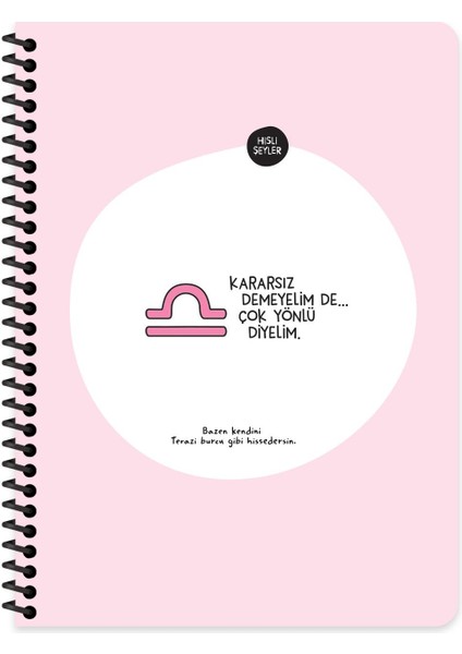 Burçlar Serisi 16,5X22,5 Kareli Spiralli Stickerli Defter - Kararsız Demeyelim De Çok Yönlü Diyelim