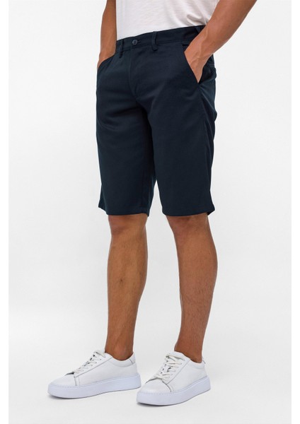 Lacivert Regular Düz Bermuda Şort modelleri