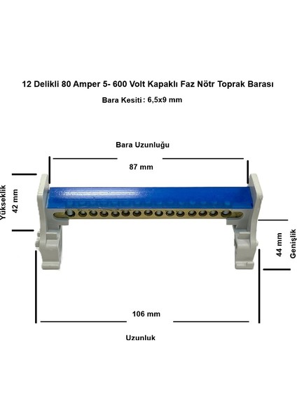 1 Baralı Dağtıcı 12 Delik 080A. zemine ve raya montaj. Kapaklı 3 Adet fiyatları