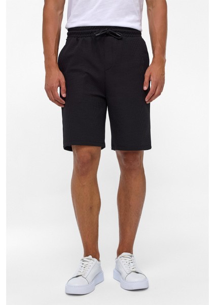 Siyah Regular Armürlü Örme Şort fiyatları