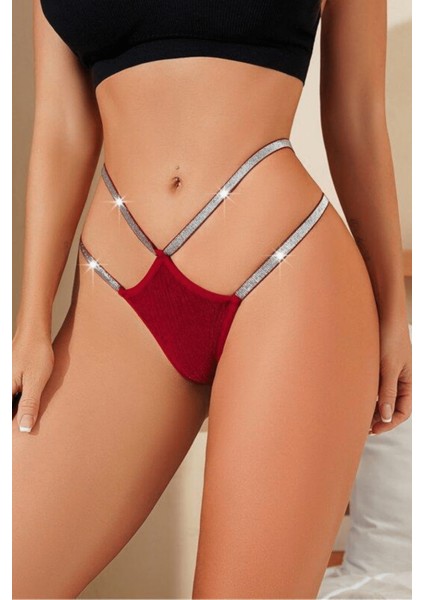 Kırmızı Külot Yüksek Bel Simli Şık Tasarım fiyatları