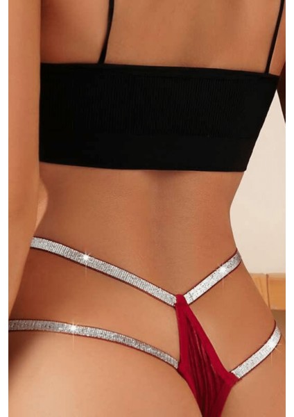 Kırmızı Külot Yüksek Bel Simli Şık Tasarım modelleri