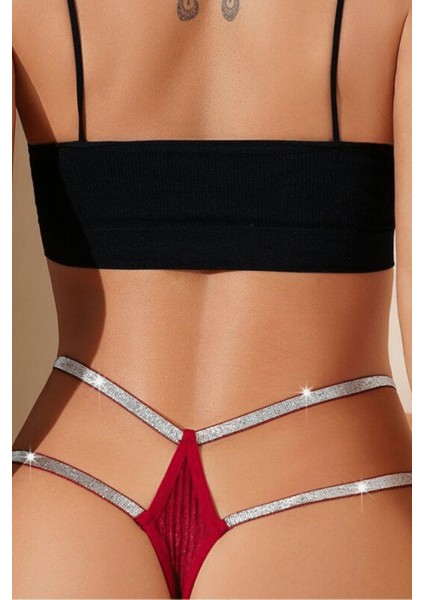 Kırmızı Külot Yüksek Bel Simli Şık Tasarım fırsatları