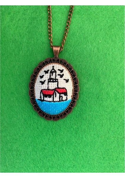 Istanbul Temalı Kanaviçe Kolye Roz Renk Model 2 modelleri