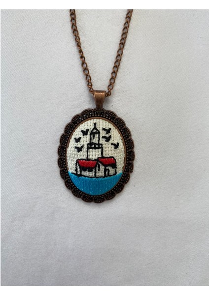 Istanbul Temalı Kanaviçe Kolye Roz Renk Model 2 indirimleri