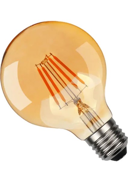 Rustik LED Ampul G95 Glop E27 Amber 6W