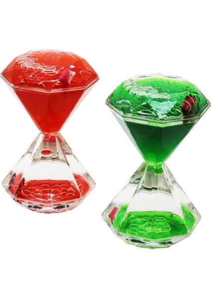 Renkli Sulu Elmas Şekil Kum Saati Mika Kristal Plastik 2pcs Balıklı (4887) fiyatları