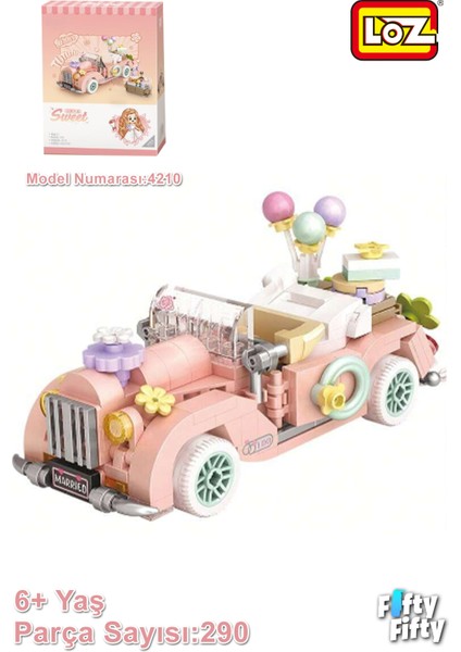 Loz Mini Block Serisi/ Pembe Araba -LZ4210 (290 Parça) Oyuncak Yapım Seti