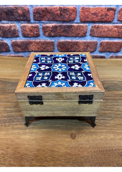 Renkli Desenli Takı Kutusu Ahşap ve Seramik Karo, Zarif ve Şık Tasarım fiyatları