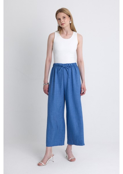 Indigo Bel Lastikli Pamuklu Örme Pantolon 8045A modelleri
