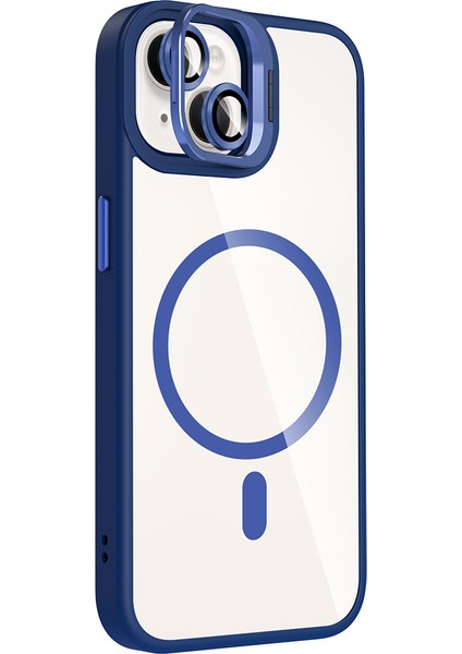 iPhone 13 Kılıf Etro Standlı Kamera Lens Koruyucu Hediye Lacivert